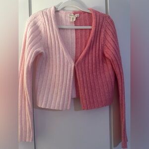 Two Tone Pink Ribbed Women's Sweater
